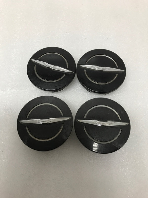 Set (4)* Satin Black with Chrome logo Chrysler wheel center cap. #1LB74TRMAB 61698