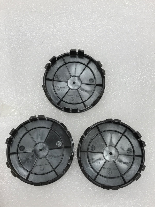 Set of 3 Mercedes-Benz Center Cap Black Wreath A2224002200 94bc59f0